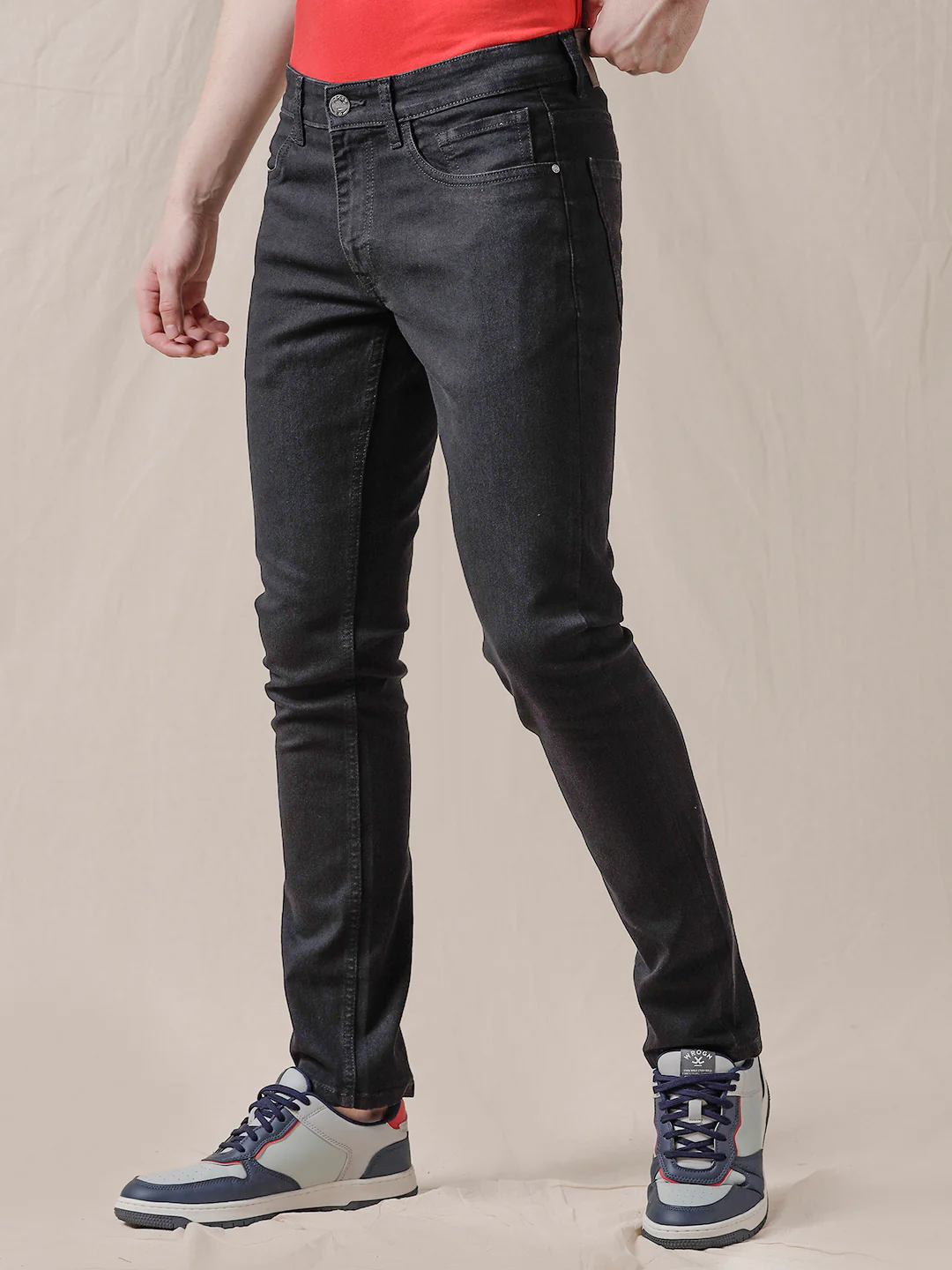 Solid Black Slim Fit Jeans - Image 4