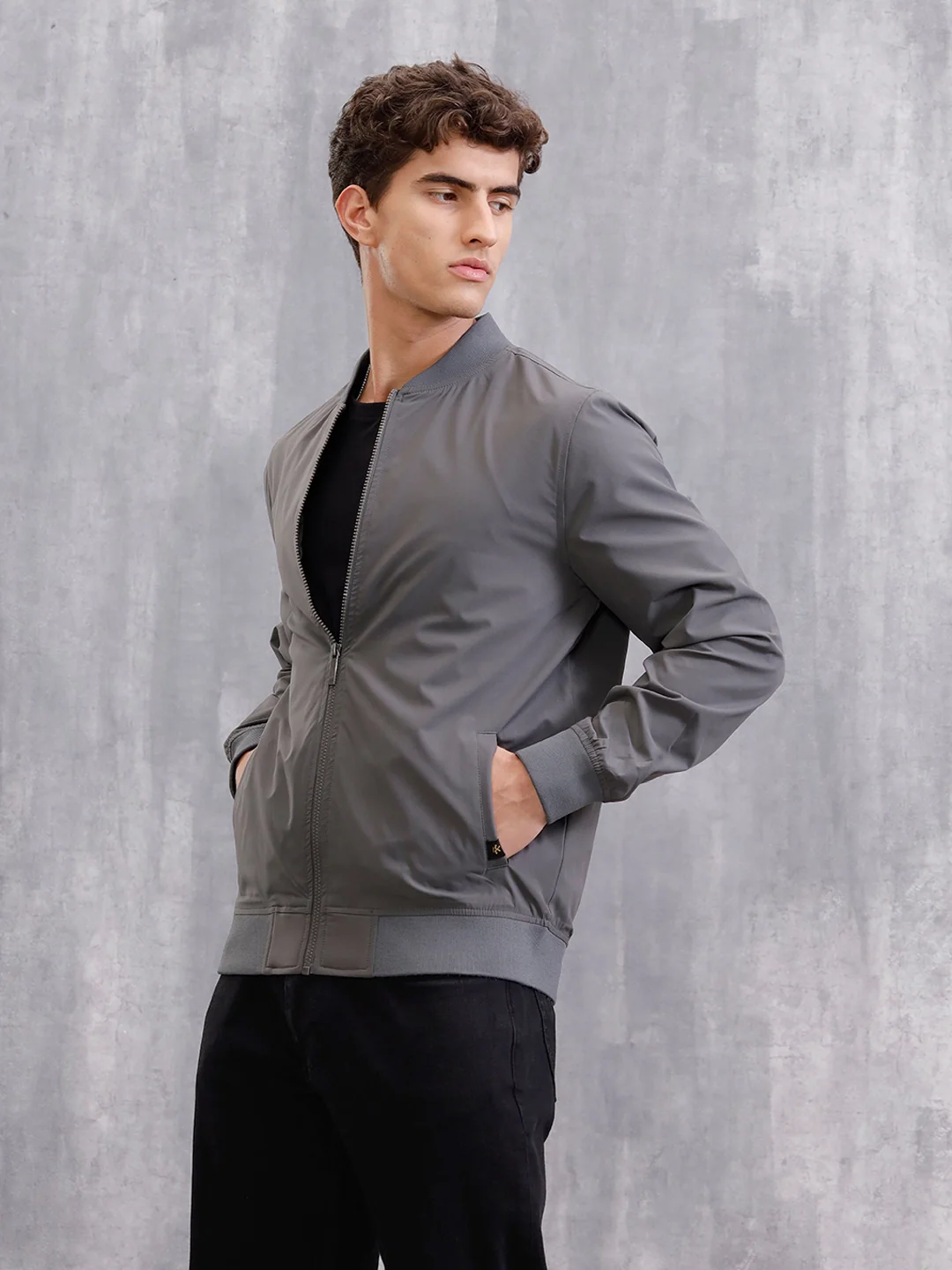 Solid Bomber Jacket | Grey - Image 4