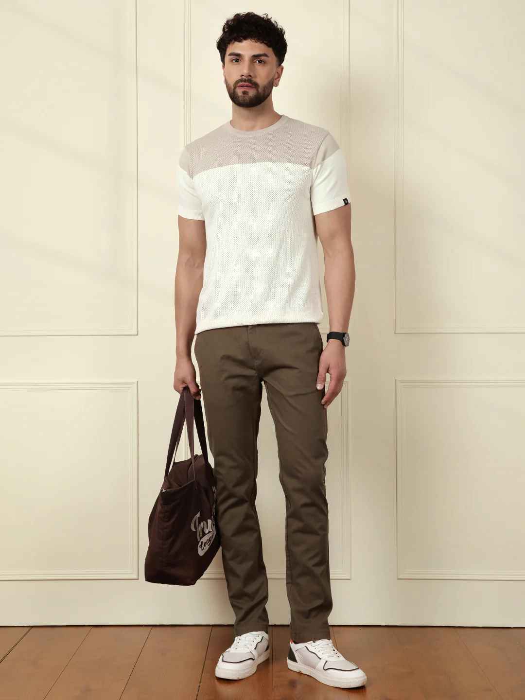 Soft Cotton Blend Chino Trouser | Brown - Image 2