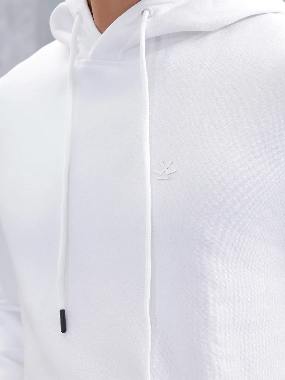 Solid Casual Slim Fit Hooded Sweatshirt | White - Image 5