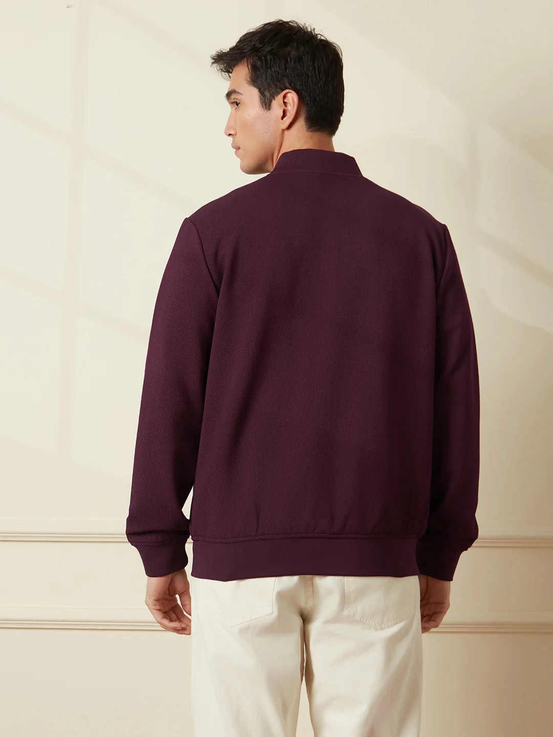 Solid Casual Wine Jacket - Image 4