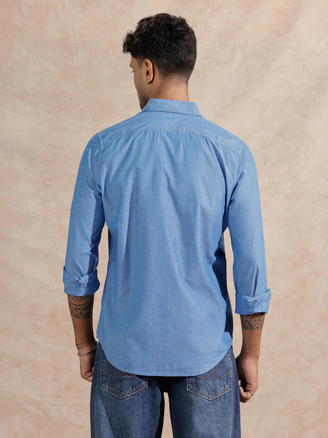 Solid Chambray Comfort Fit Shirt | Blue - Image 3