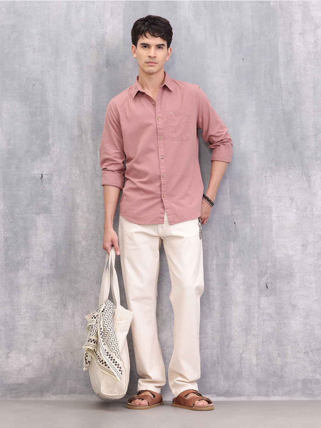 Solid Cotton Full Sleeve Shirt | Pink - Image 2