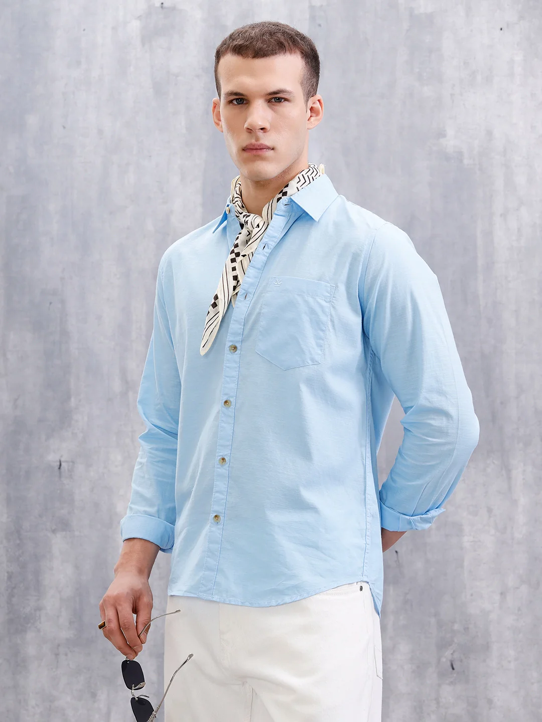 Solid Cotton Slub Shirt | Blue - Image 4