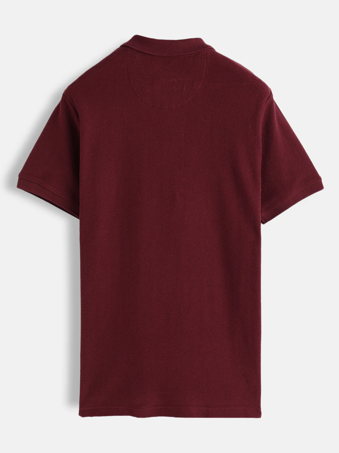 Solid Crinkle Texture Polo T-Shirt | Maroon - Image 2