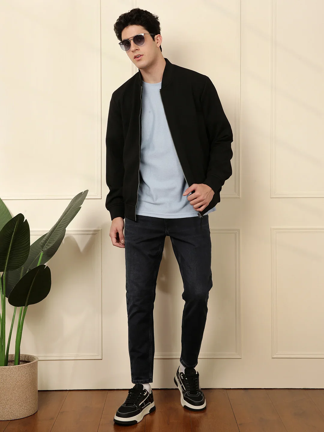 Solid Dark Blue Skinny Fit Denim Jeans - Image 2