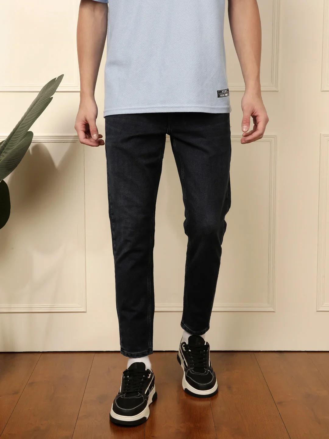 Solid Dark Blue Skinny Fit Denim Jeans - Image 5