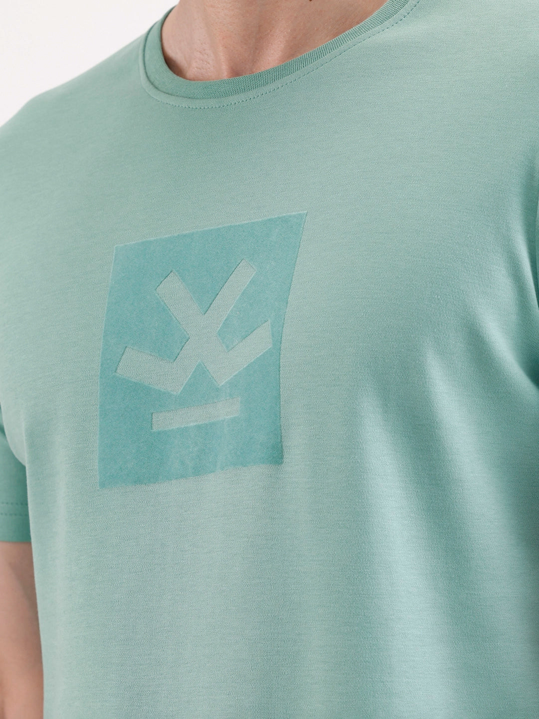 Solid Flock Printed T-Shirt  | Green - Image 5