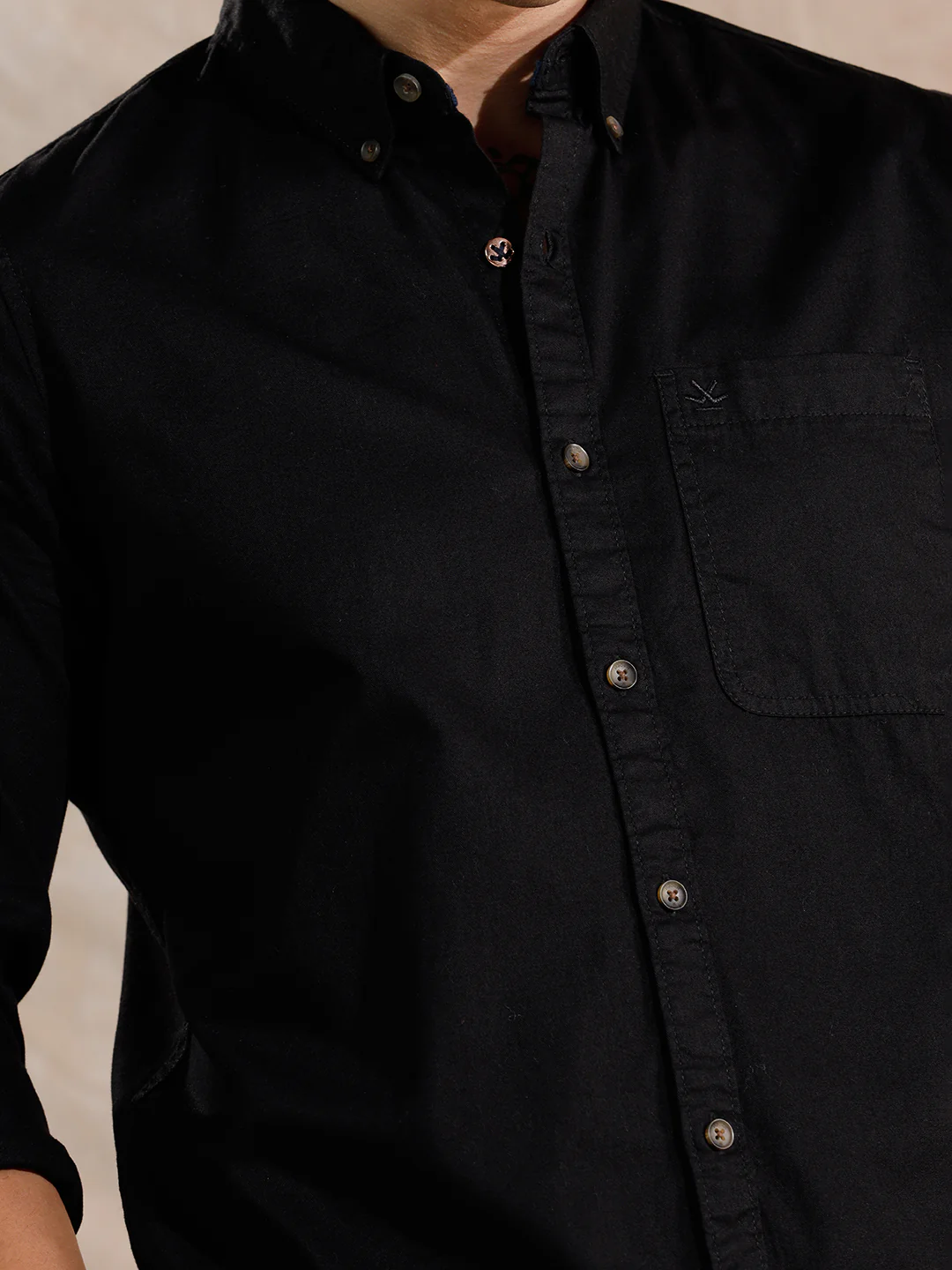 Solid Full Sleeve Regular Fit Shirt | Black - Image 5