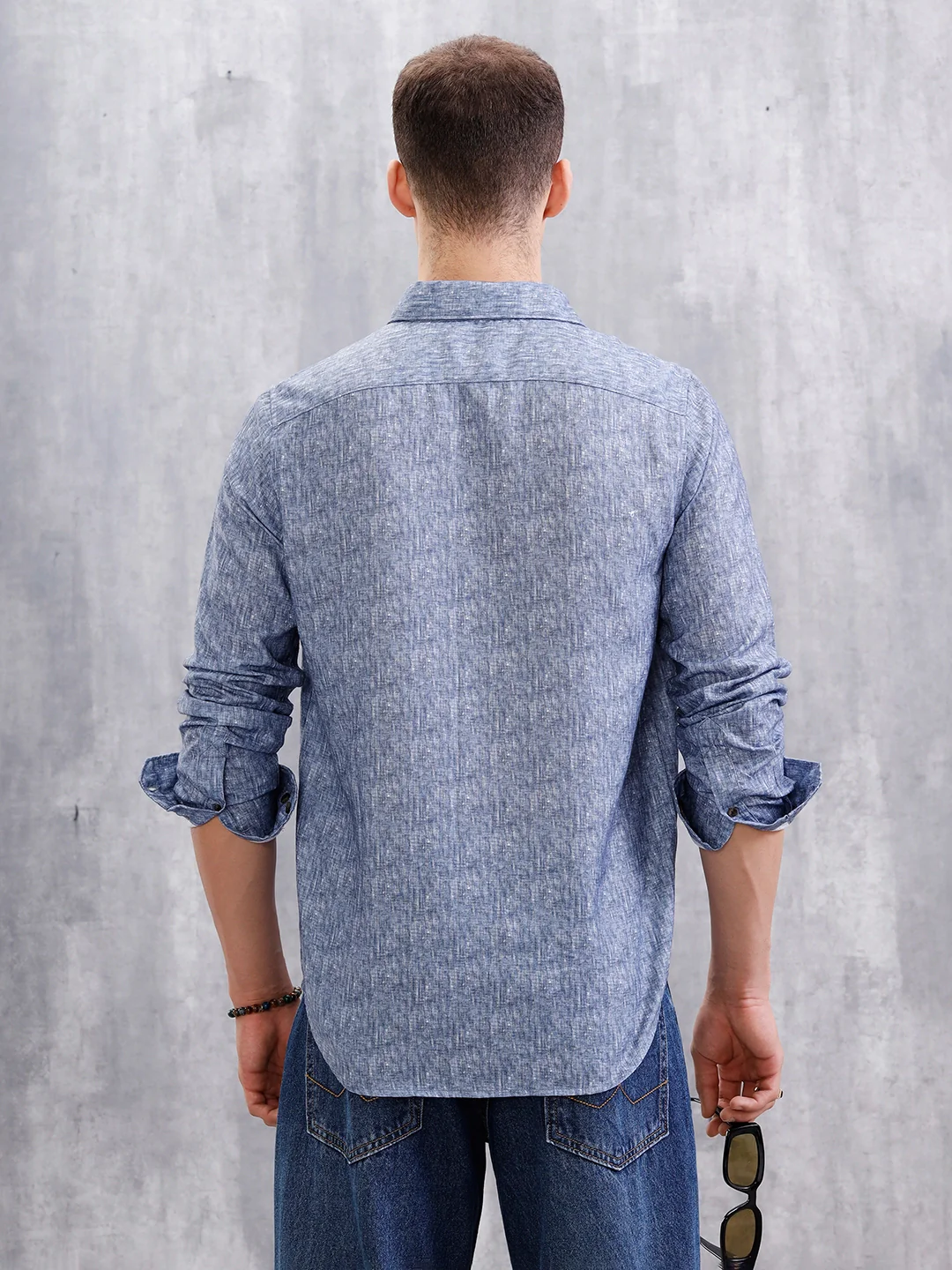 Solid Full Sleeve Regular Fit Shirt | Blue - Image 3