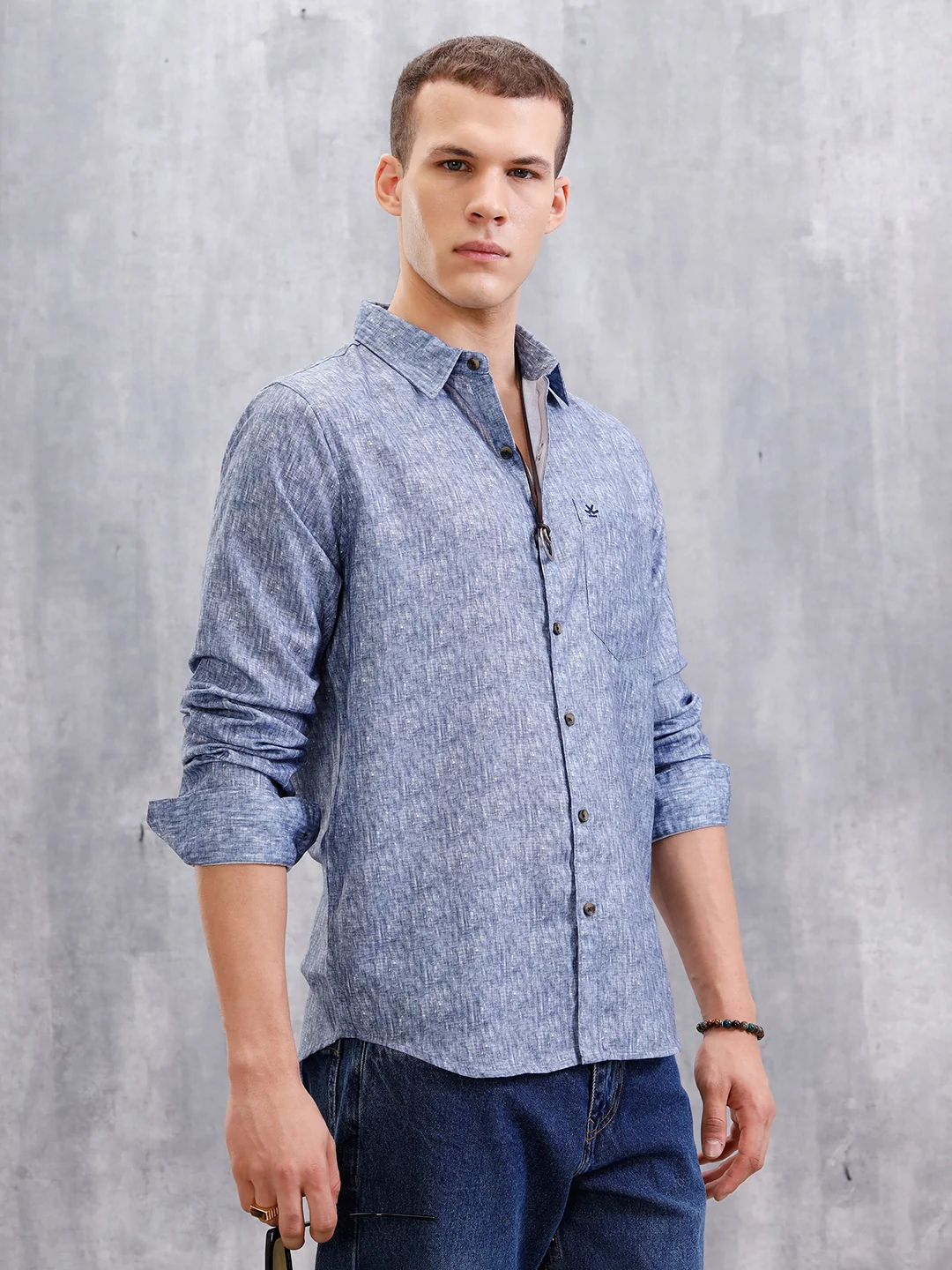 Solid Full Sleeve Regular Fit Shirt | Blue - Image 4
