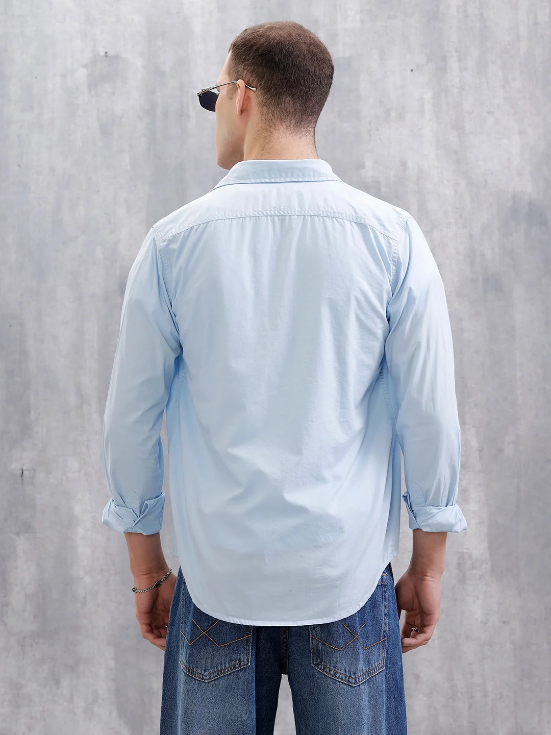 Solid Full Sleeve Regular Fit Shirt | Light Blue - Image 3