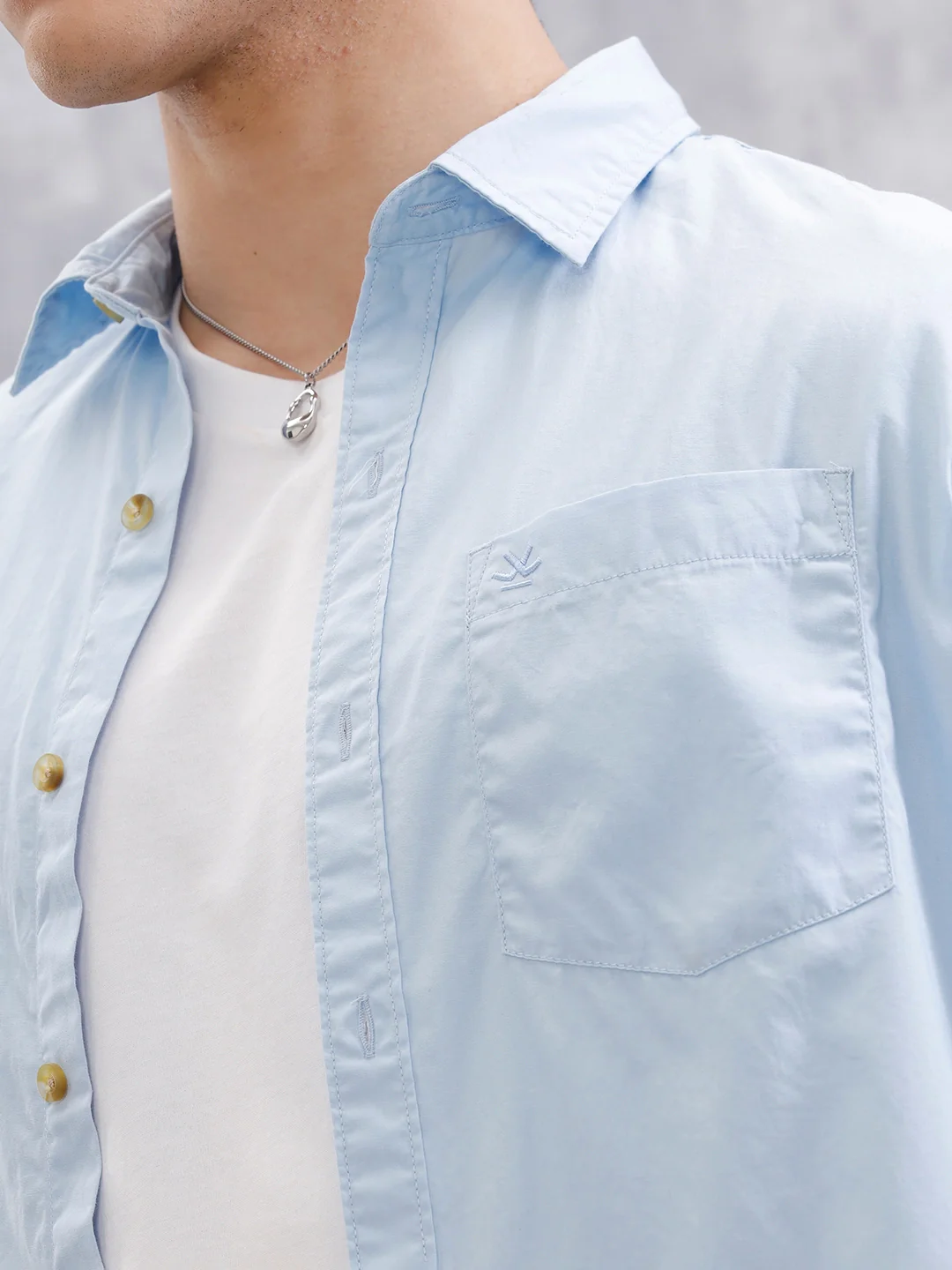 Solid Full Sleeve Regular Fit Shirt | Light Blue - Image 5