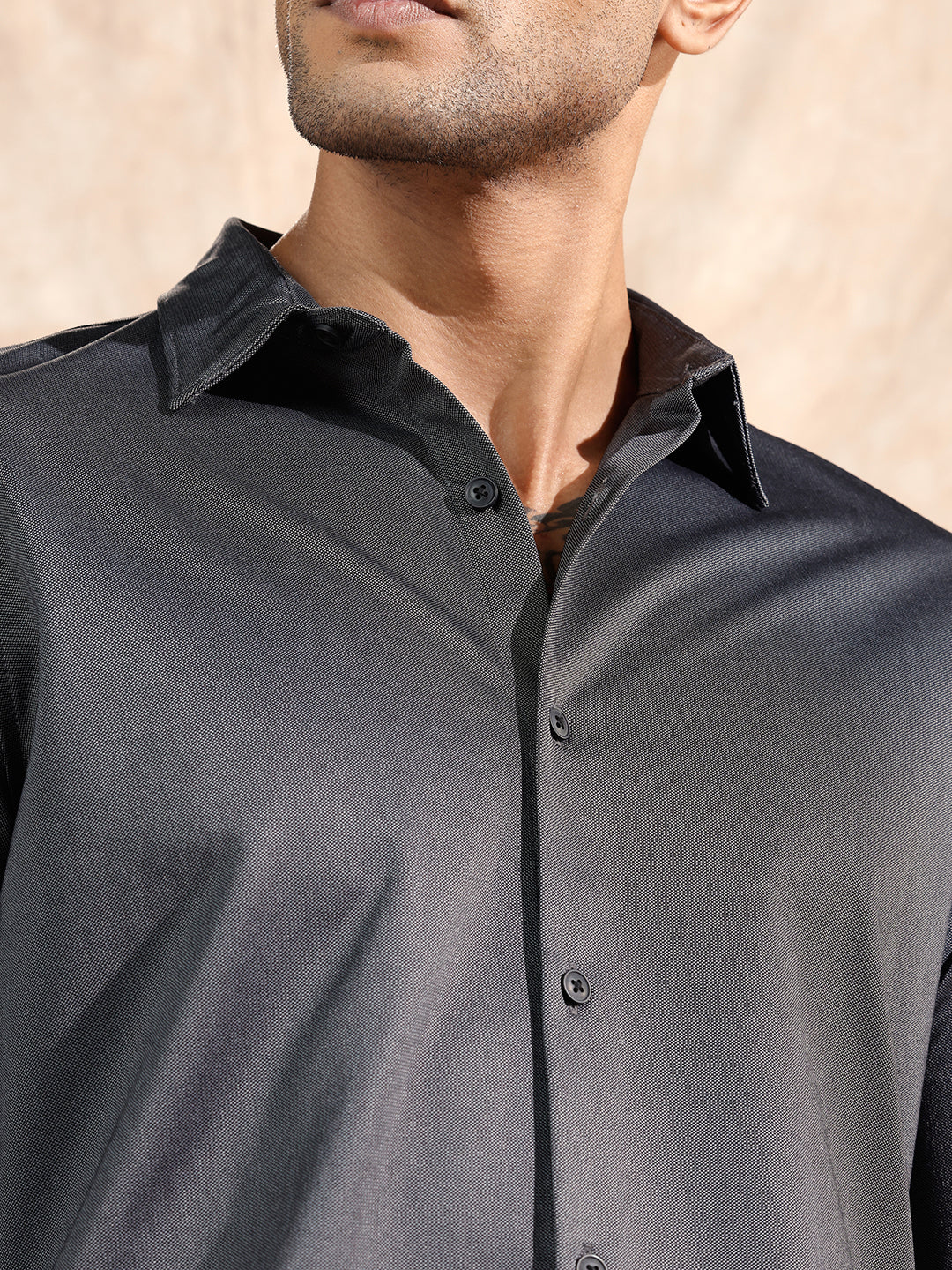 Solid Stretch Slim Fit Shirt | Black - Image 5
