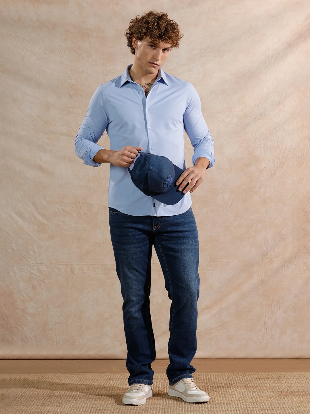 Solid Stretch Slim Fit Shirt | Light Blue - Image 2