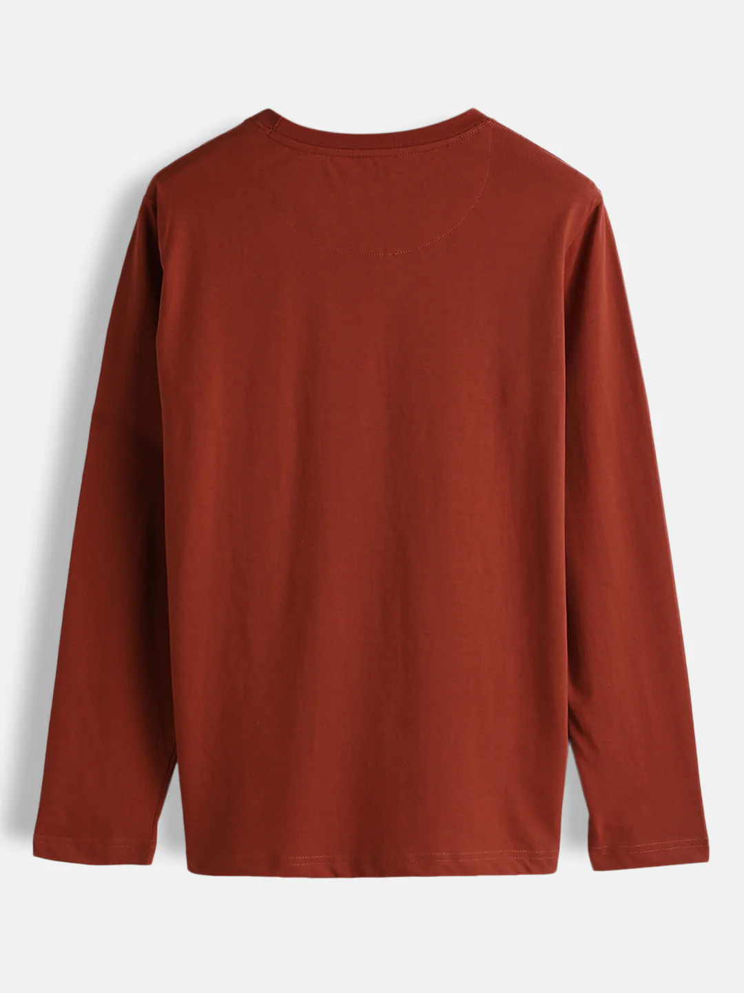Solid Full Sleeve Slim Fit T-Shirt | Rust - Image 2