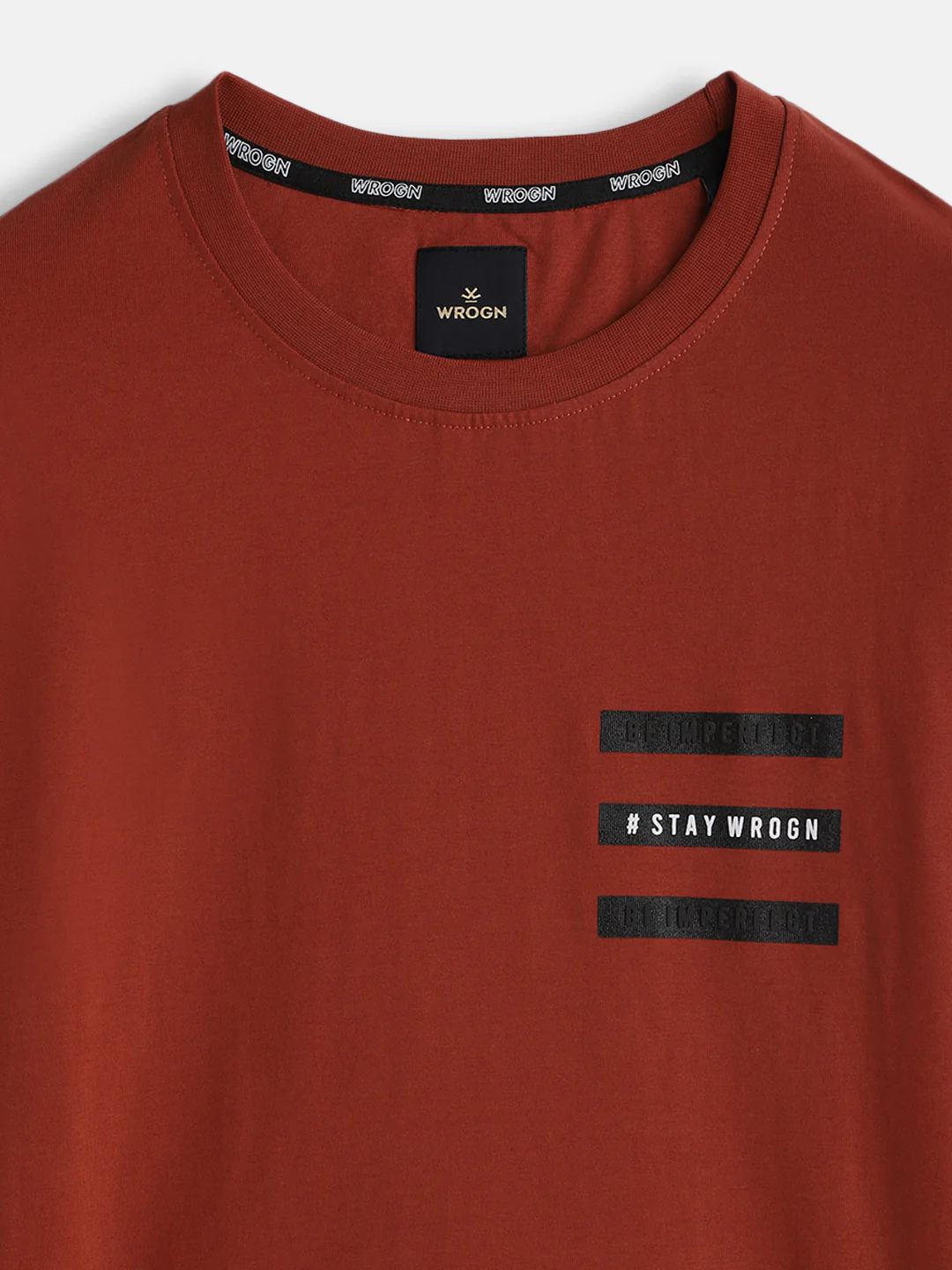 Solid Full Sleeve Slim Fit T-Shirt | Rust - Image 3