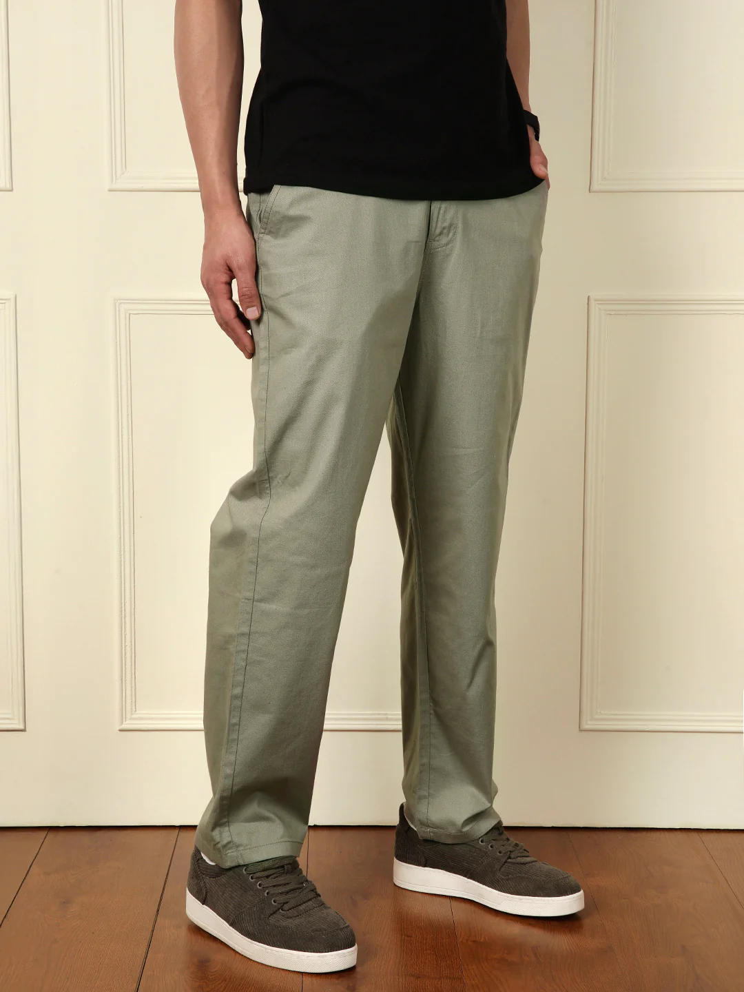 Loose Fit Linen Blend Trouser | Green - Image 4
