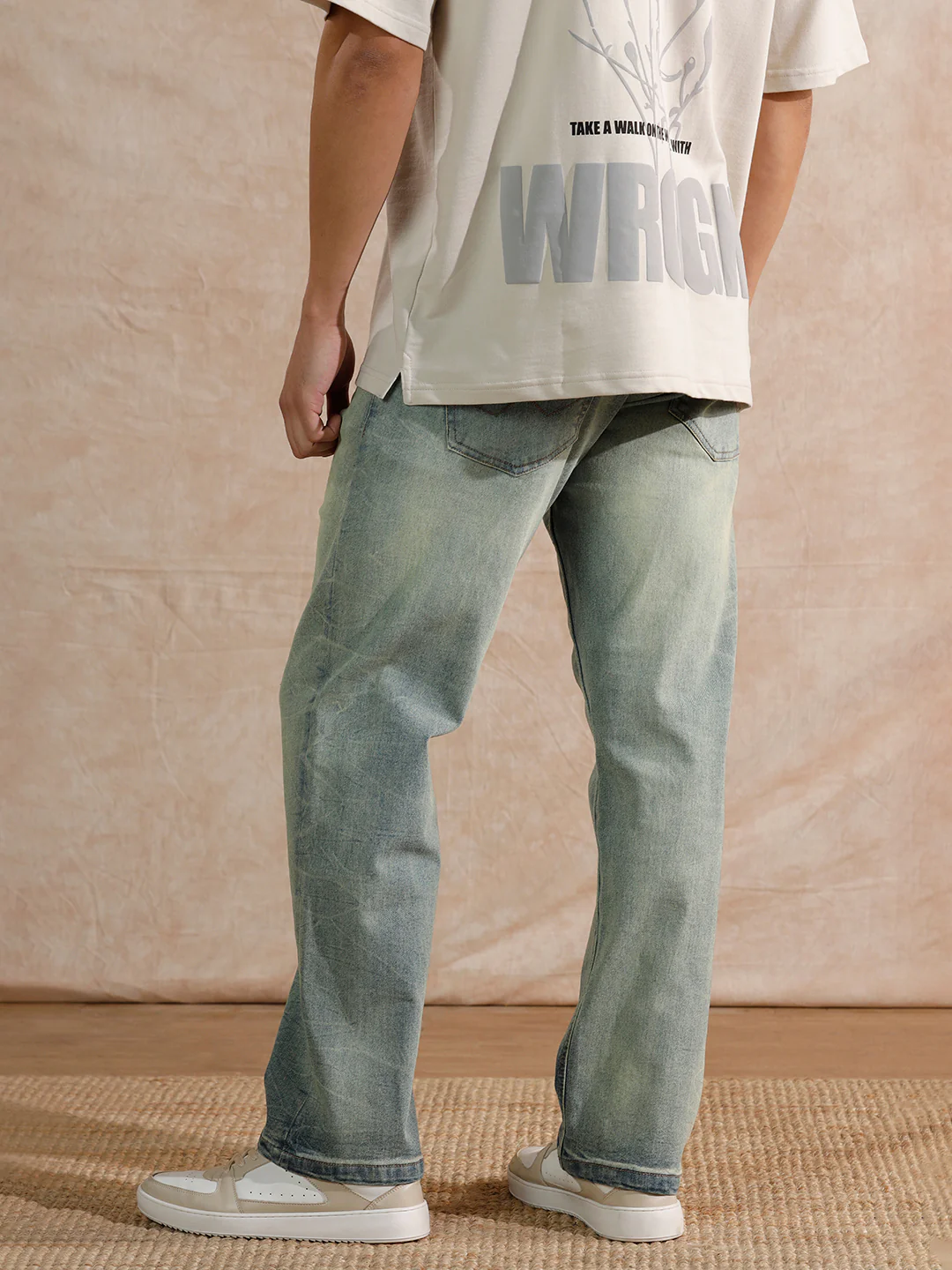 Distressed Heavy Fade Anti Fit Jeans | Blue - Image 3