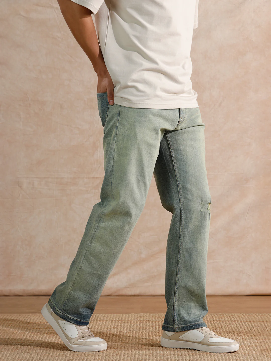 Distressed Heavy Fade Anti Fit Jeans | Blue - Image 4