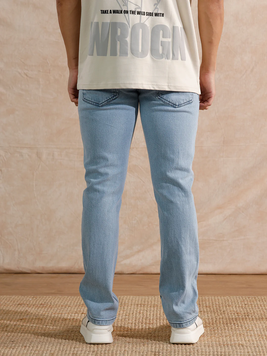 Solid Heavy Fade Straight Fit Jeans | Light Blue - Image 3