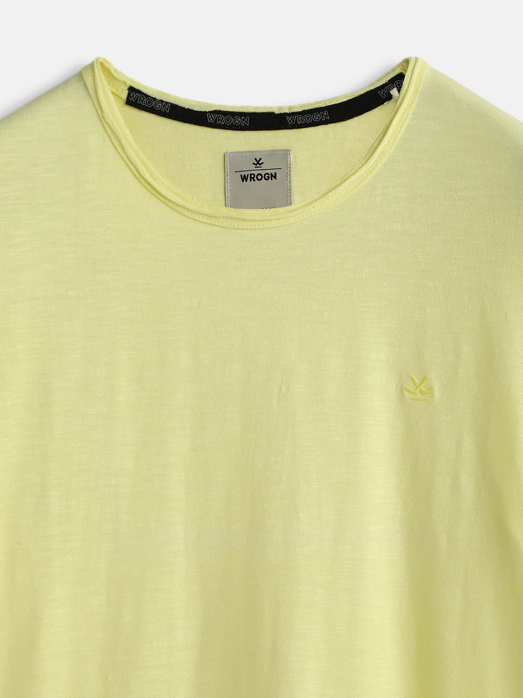 Solid Lemon Crew Neck T-Shirt - Image 3