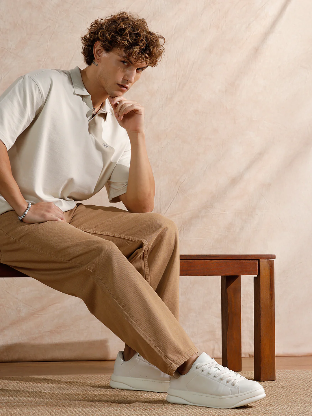 Solid Light Fade Loose Fit Jeans  | Khaki - Image 2