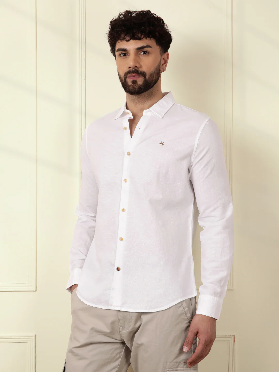 Solid Linen Blend Shirt | White - Image 5
