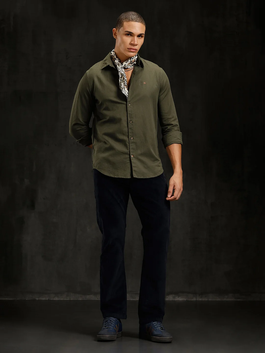 Solid Linen Blend Shirt | Olive - Image 3
