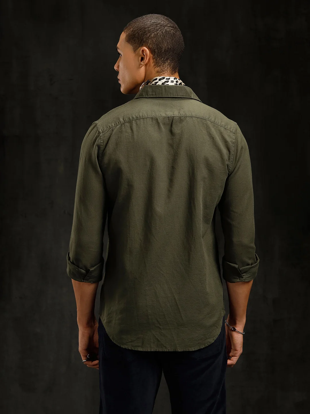 Solid Linen Blend Shirt | Olive - Image 4