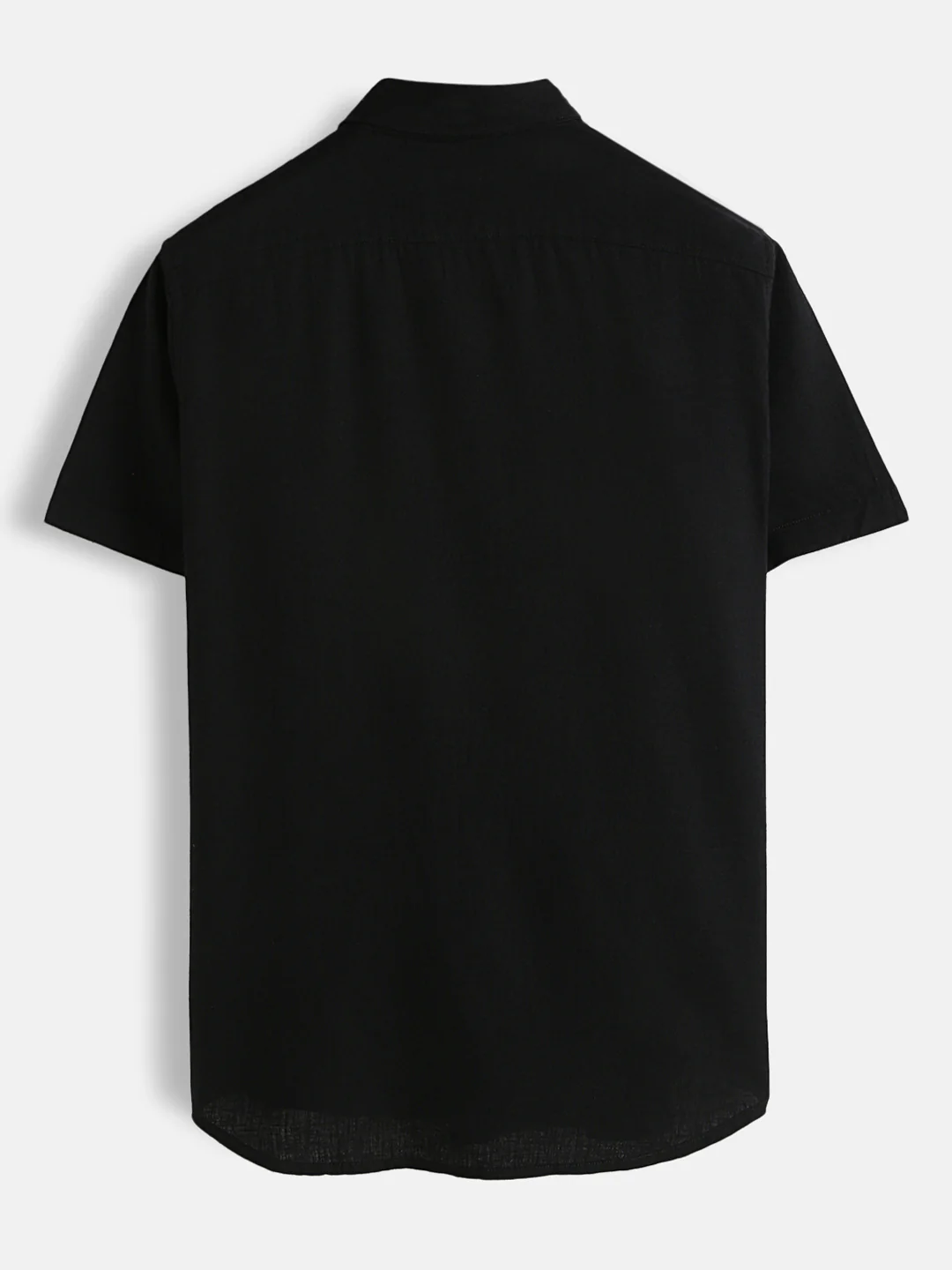 Solid Short Sleeve Linen Blend Shirt | Black - Image 2