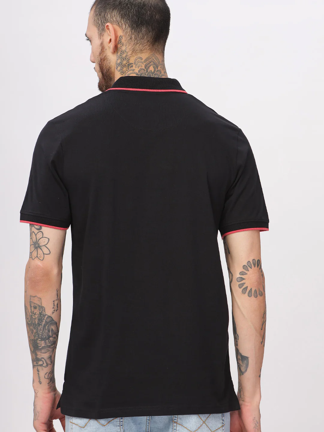 Solid Lines Black Polo T-Shirt - Image 3
