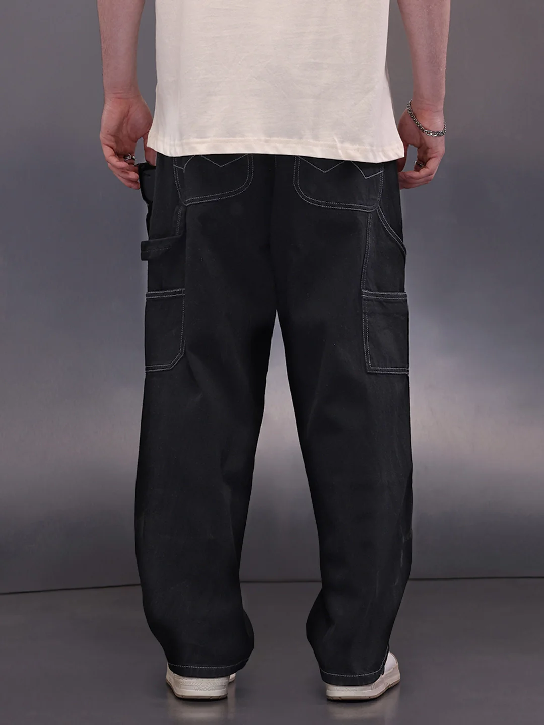 Solid Loose Fit Jeans | Black - Image 3