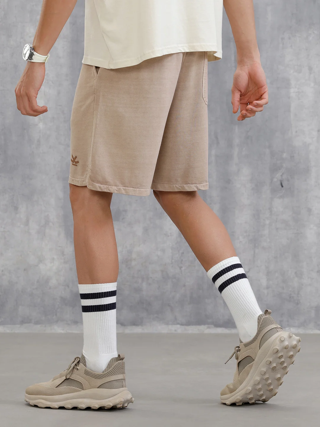 Solid Loose Fit Shorts | Brown - Image 3