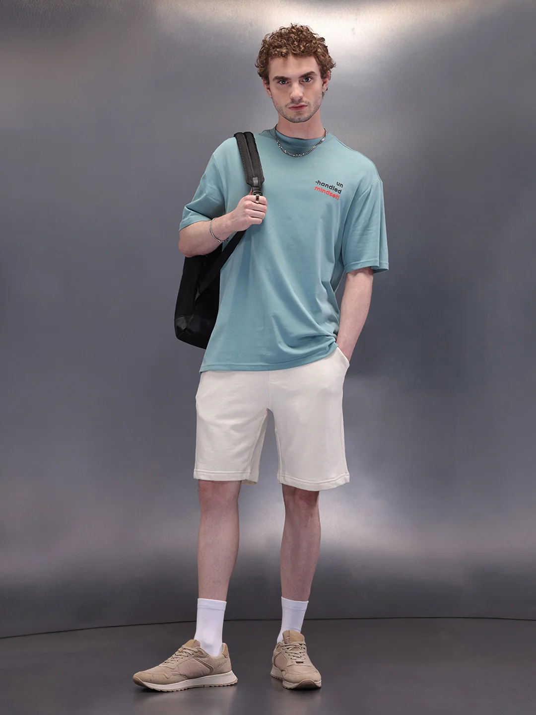 Solid Loose Fit Shorts | Off White - Image 2