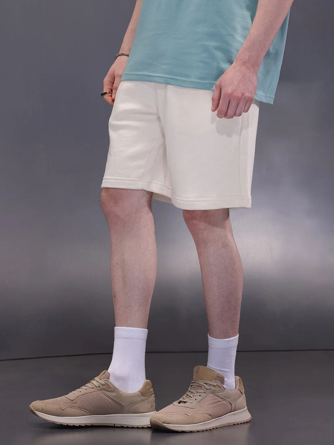 Solid Loose Fit Shorts | Off White - Image 4