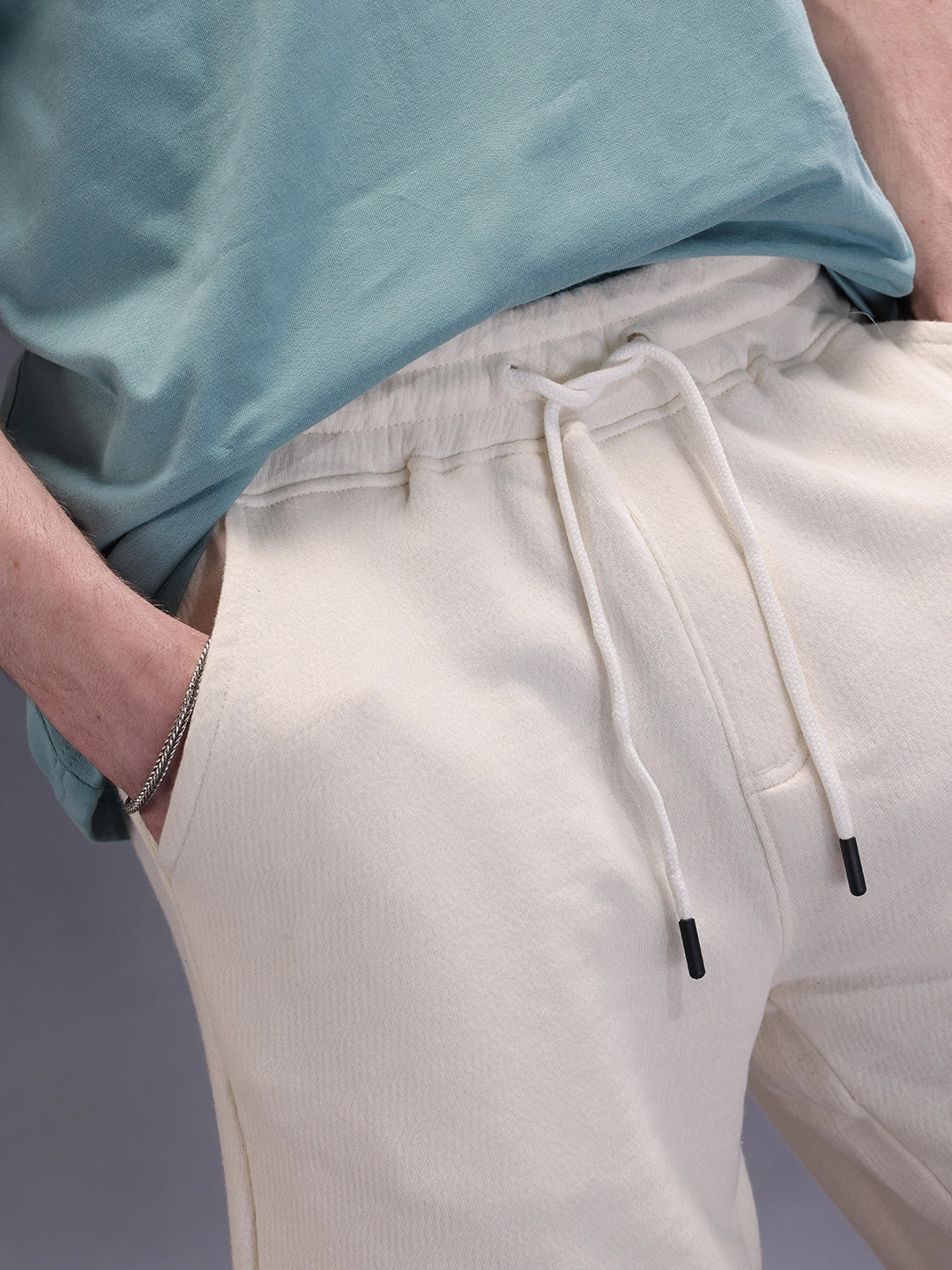 Solid Loose Fit Shorts | Off White - Image 5