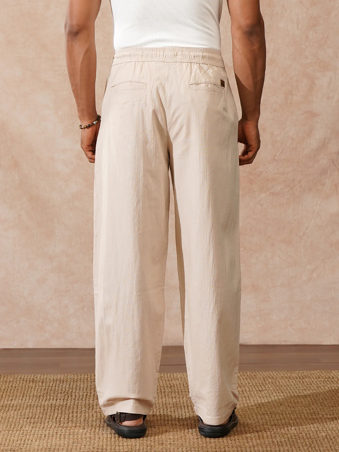 Solid Loose Fit Trouser | Beige - Image 3