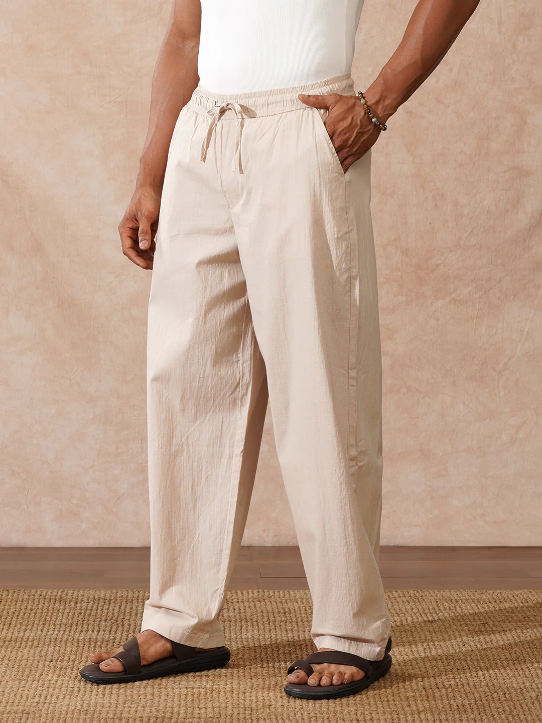 Solid Loose Fit Trouser | Beige - Image 4