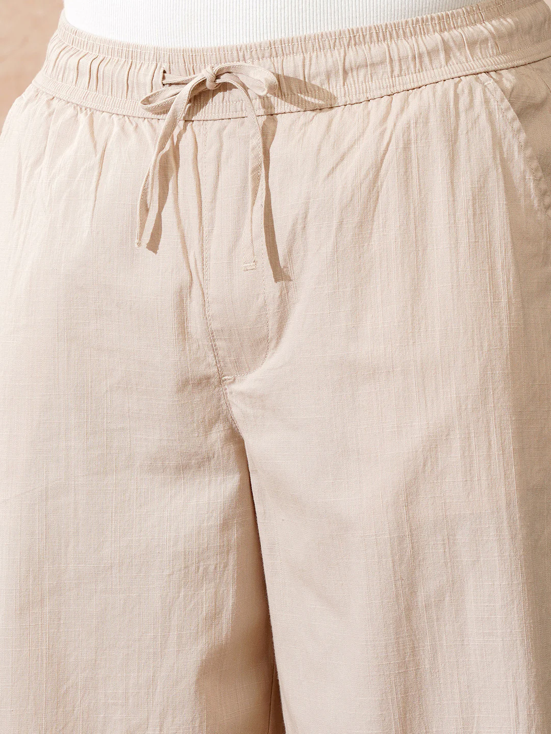 Solid Loose Fit Trouser | Beige - Image 5