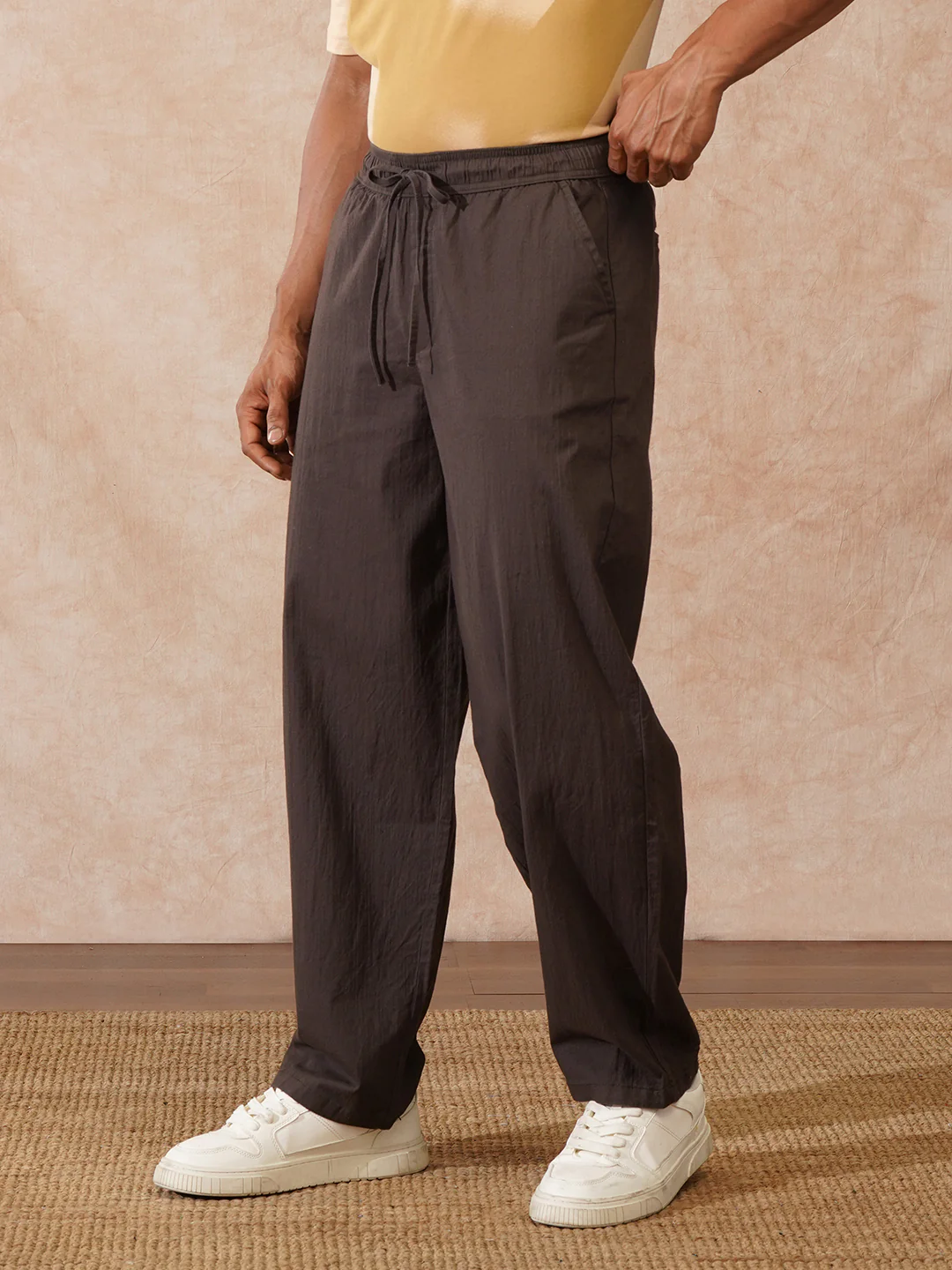 Solid Loose Fit Trouser | Brown - Image 4