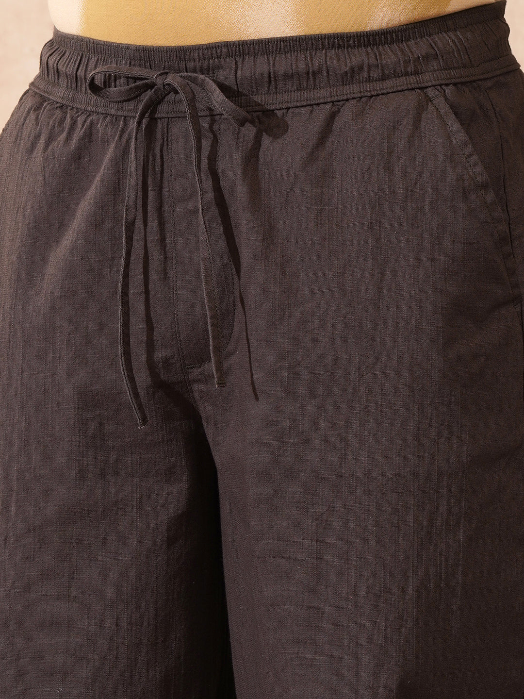 Solid Loose Fit Trouser | Brown - Image 5