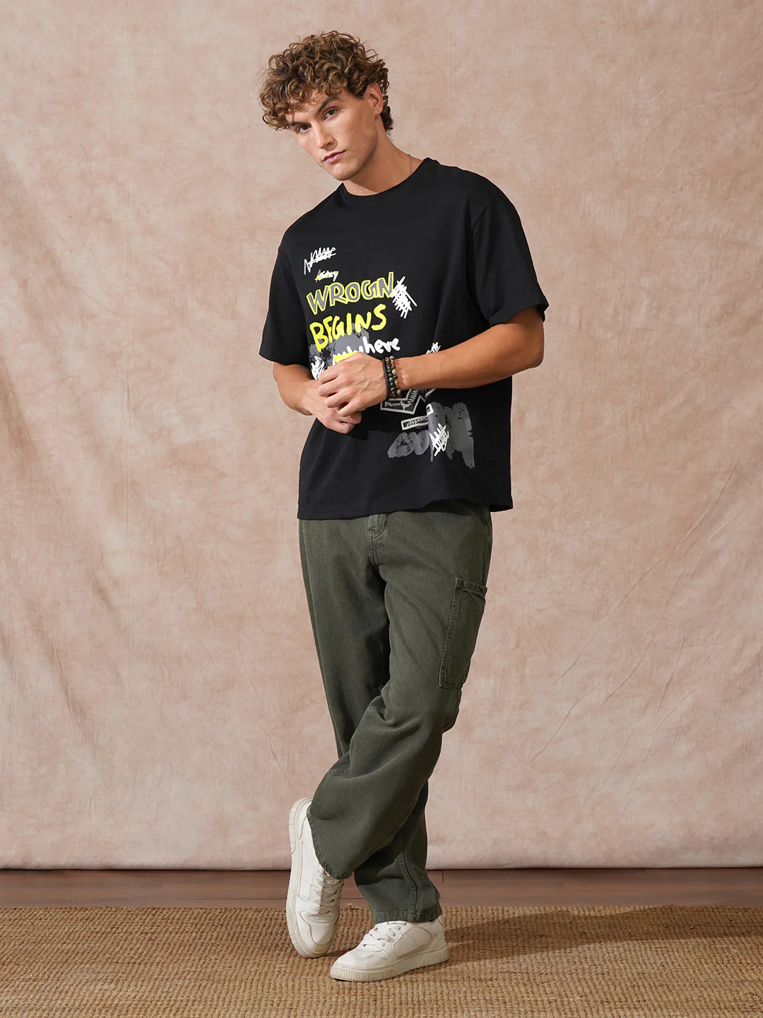 Solid Loose Fit Trouser | Olive - Image 2