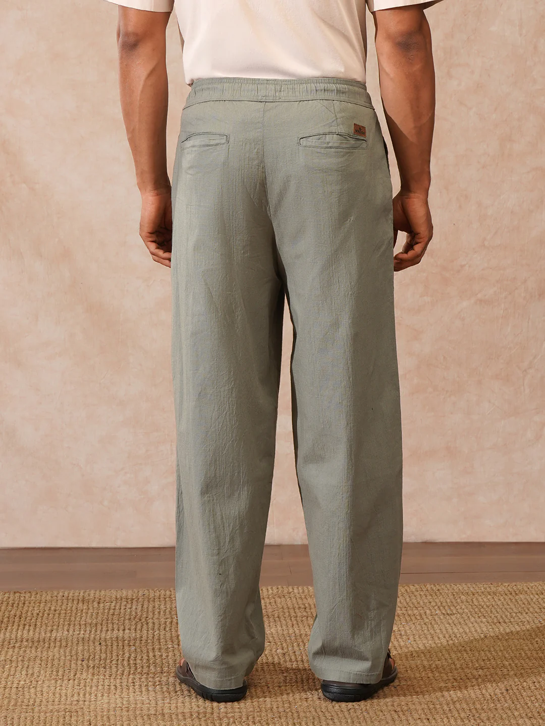 Solid Loose Fit Trouser | Olive - Image 3