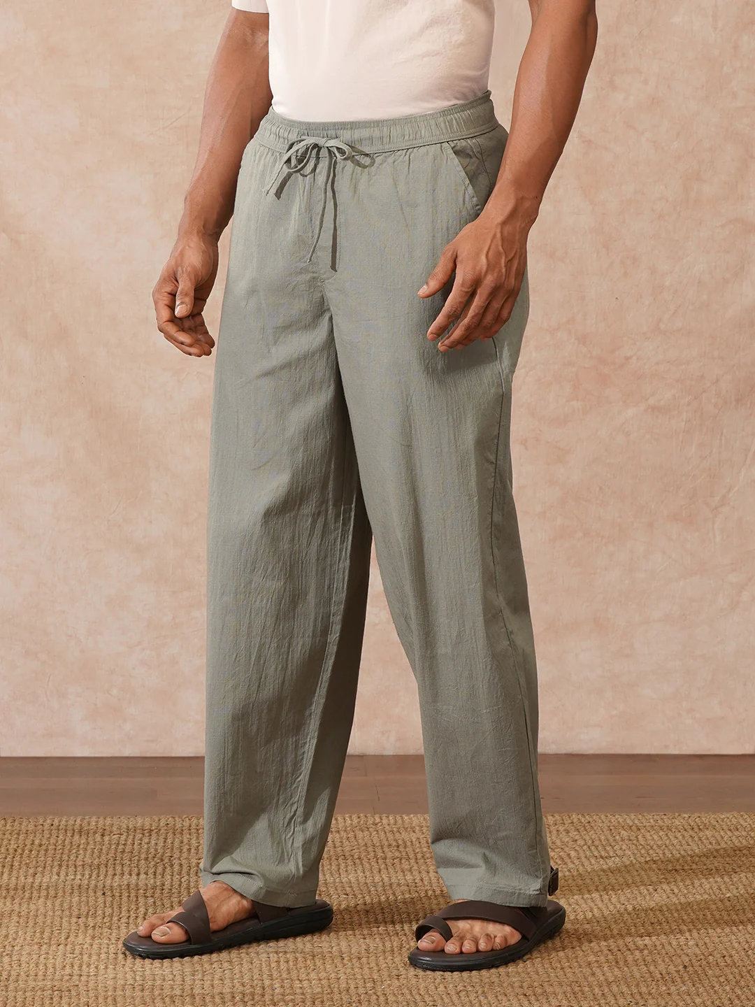 Solid Loose Fit Trouser | Olive - Image 4