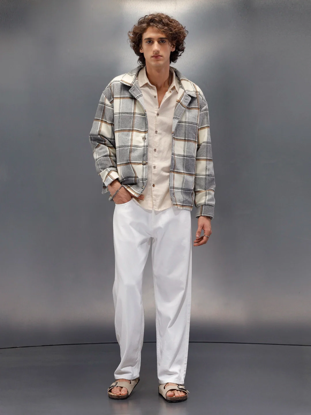 Solid Loose Fit White Jeans | White - Image 3