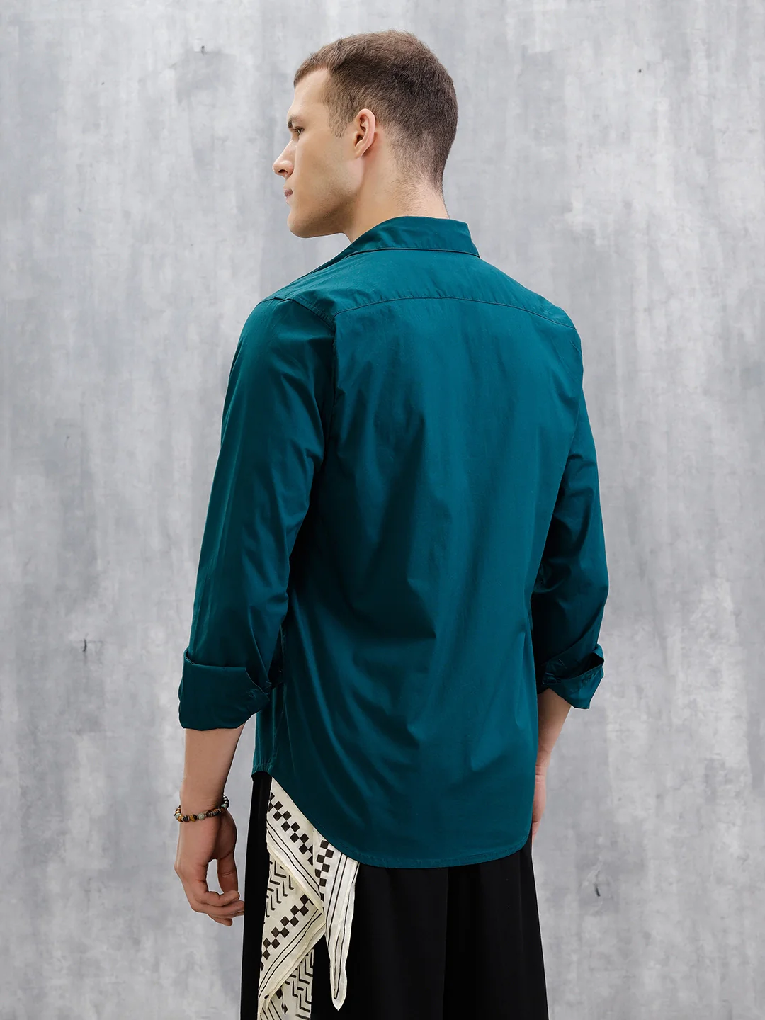 Solid Lycra Blend Shirt | Teal - Image 3