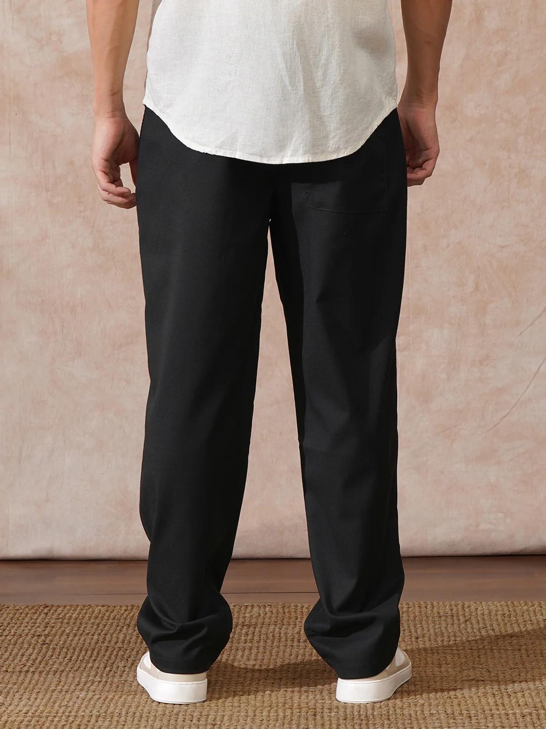 Solid Lycra Blend Trouser | Black - Image 3