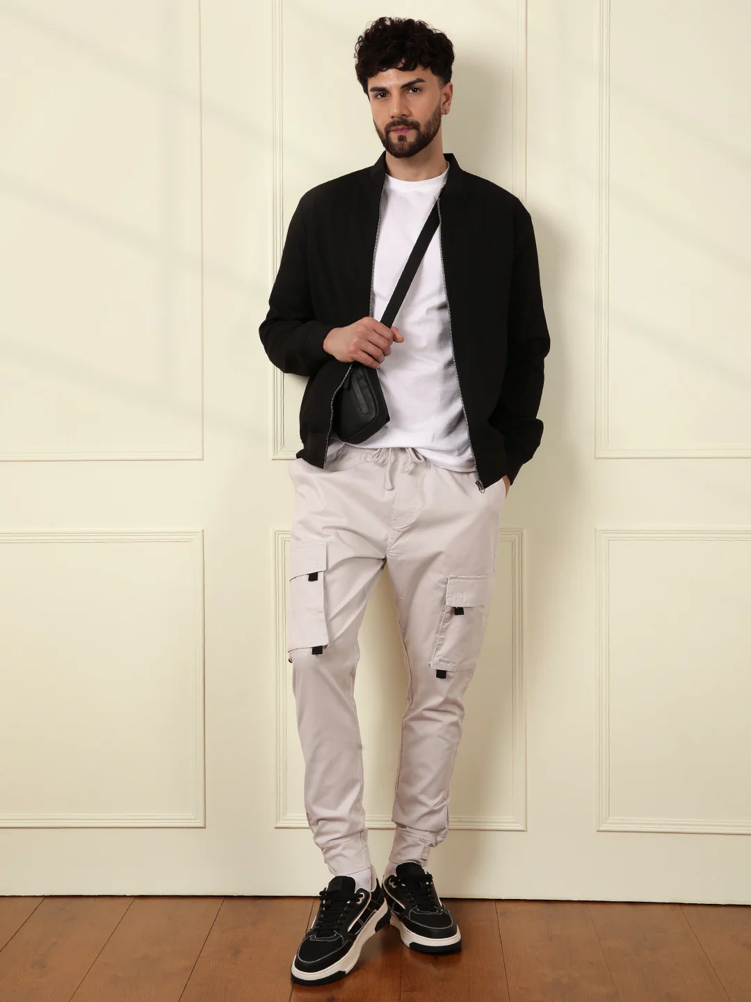 Solid Off White Cargo Jogger - Image 2