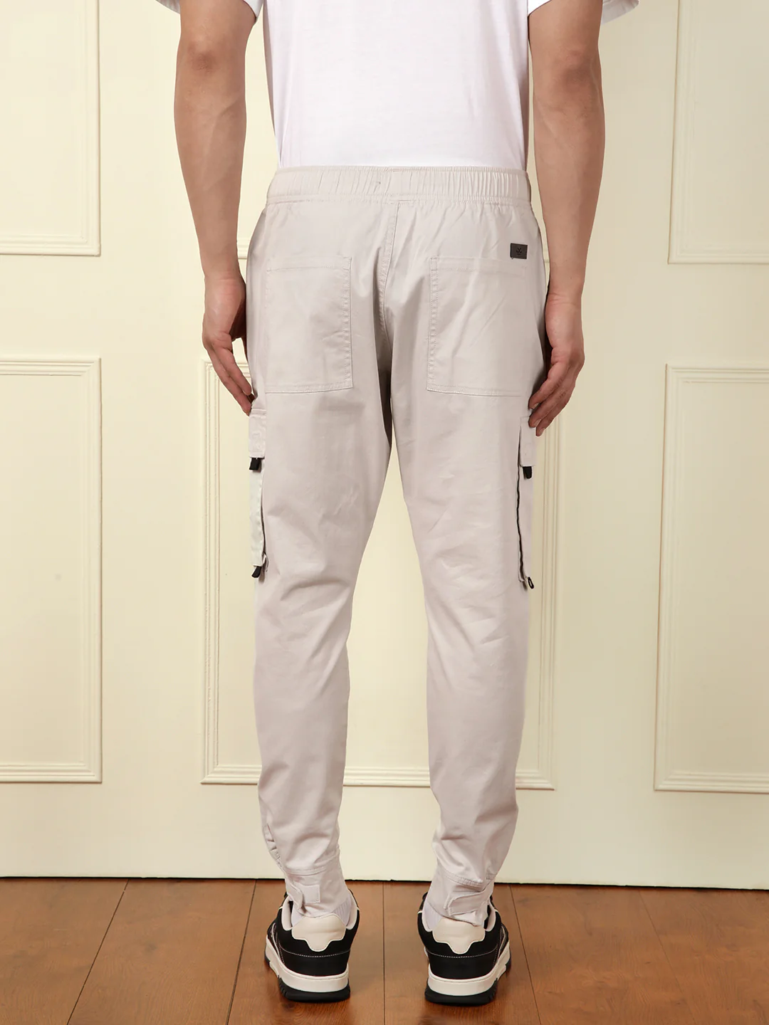 Solid Off White Cargo Jogger - Image 3